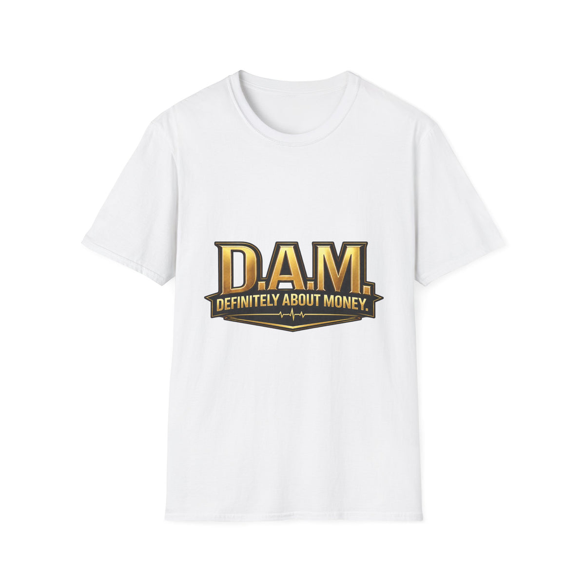 DAM (Definitely About Money) T-Shirt - Bold Gold Logo Money Graphic Tee