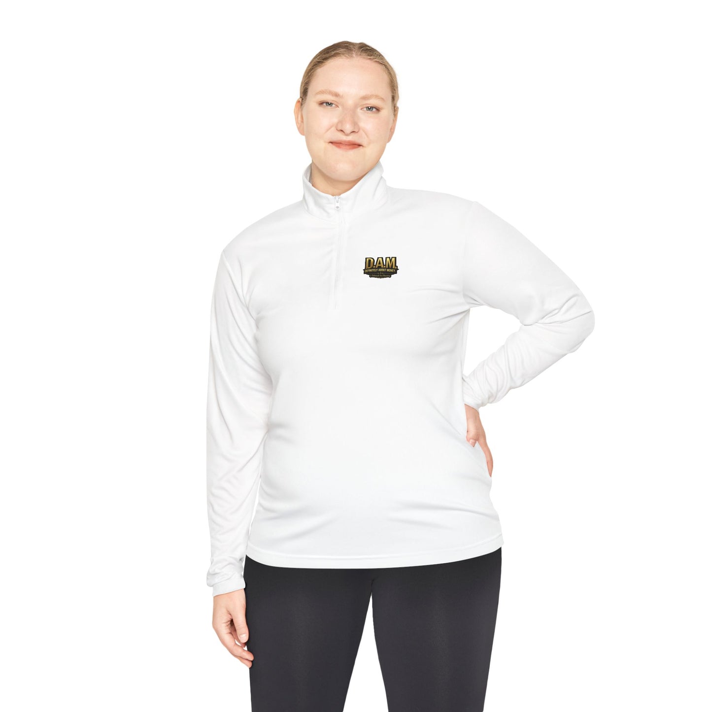 Quarter-Zip Pullover — D.A.M. (Definitely About Money) Logo Pullover