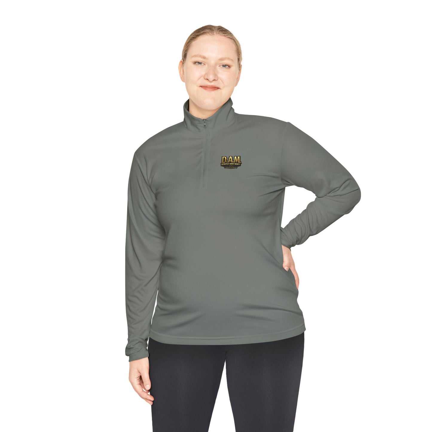 Quarter-Zip Pullover — D.A.M. (Definitely About Money) Logo Pullover