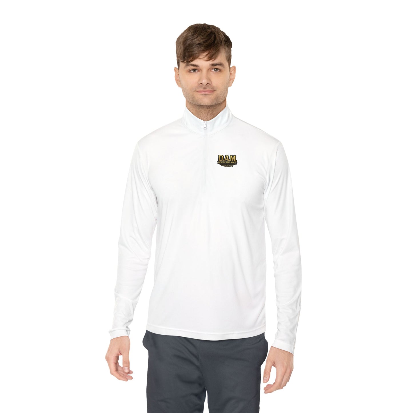 Quarter-Zip Pullover — D.A.M. (Definitely About Money) Logo Pullover