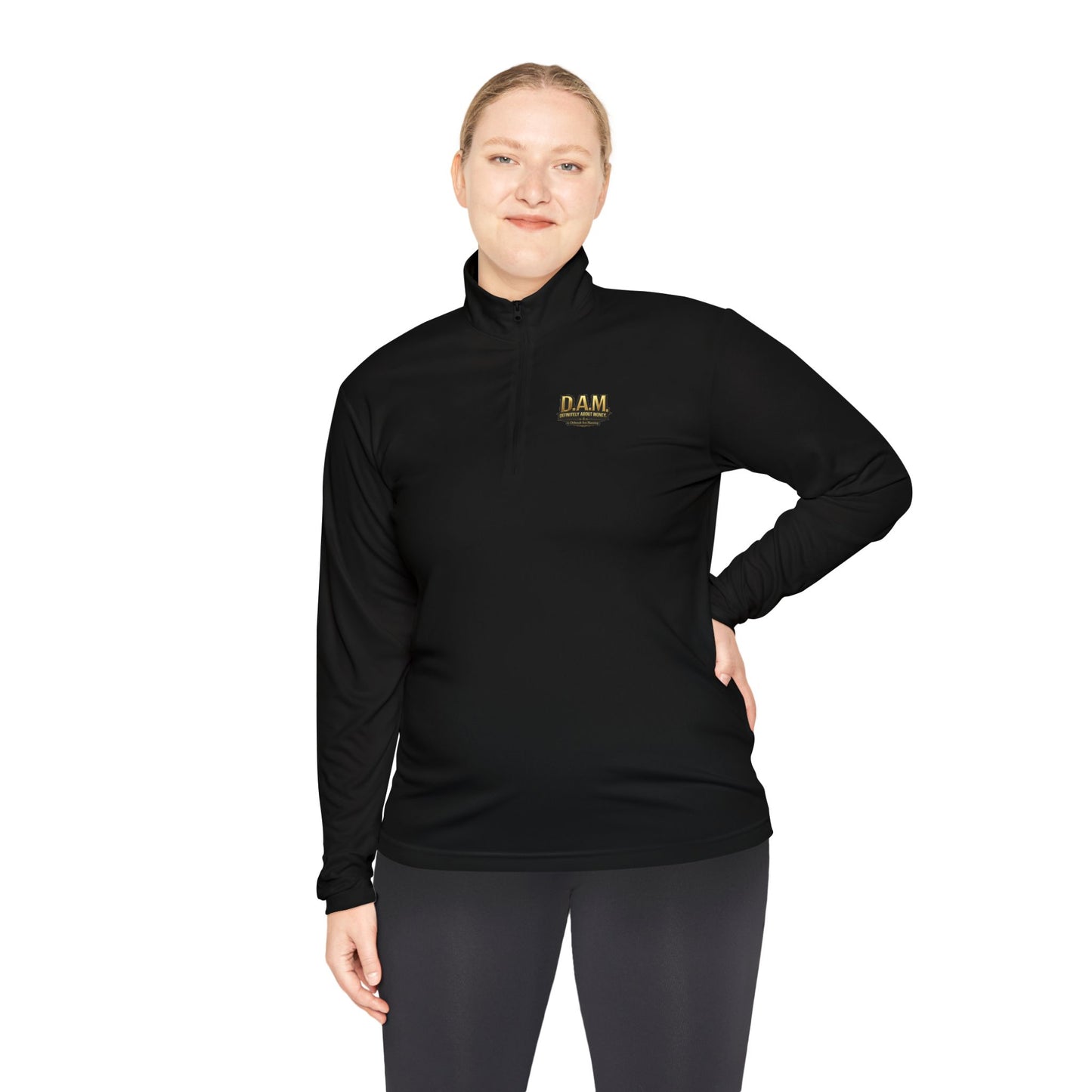 Quarter-Zip Pullover — D.A.M. (Definitely About Money) Logo Pullover