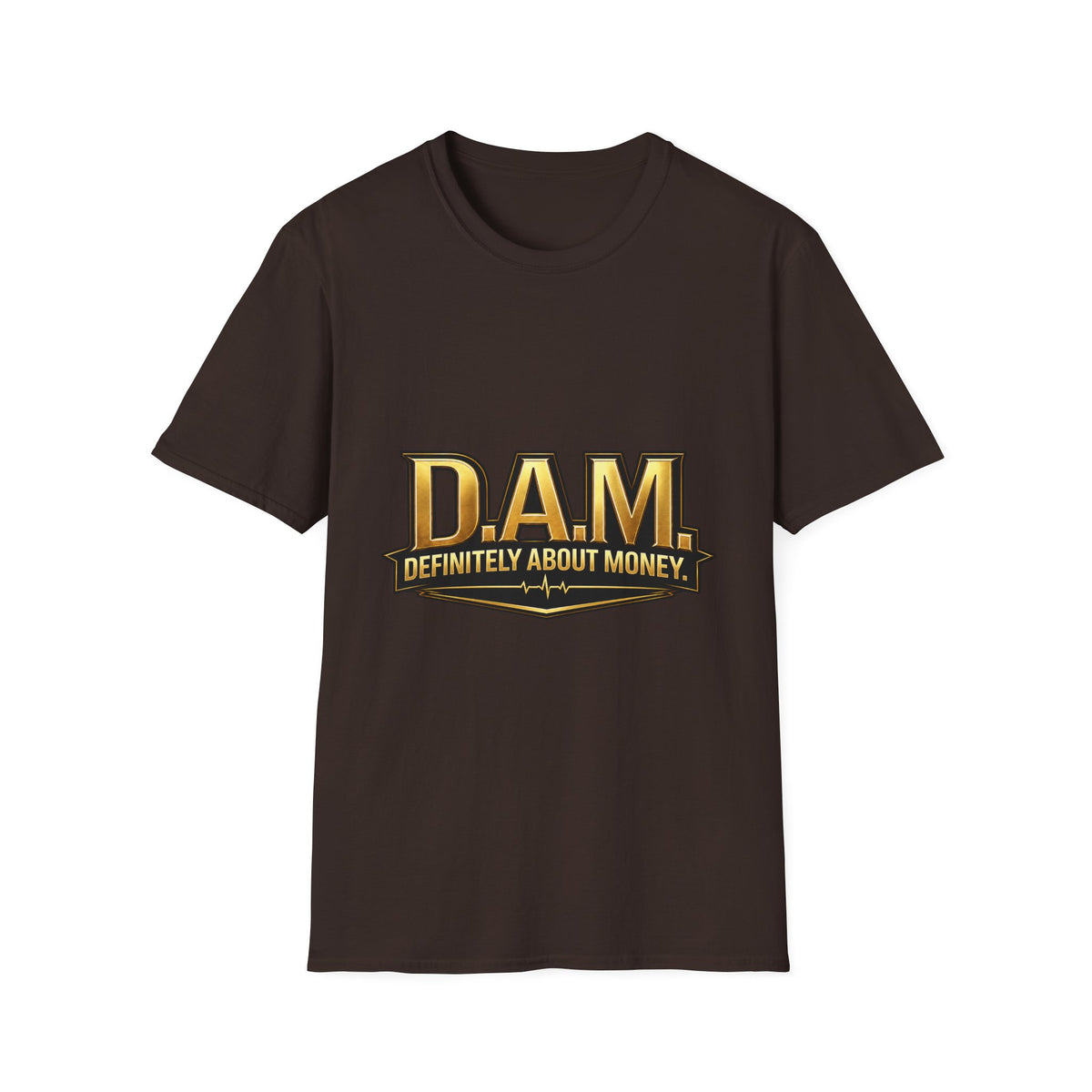 DAM (Definitely About Money) T-Shirt - Bold Gold Logo Money Graphic Tee